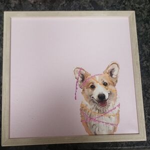Cathy Walters Best Friend -Party Corgi Happy Square Original Canvas Art